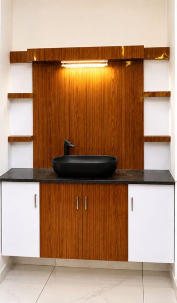 Wash basin area with LED mirror design two